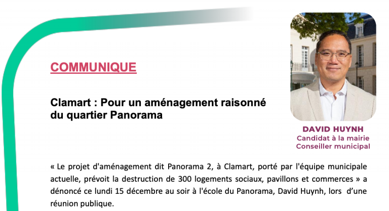 Pour un aménagement raisonné du quartier Panorama