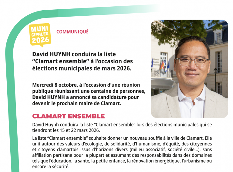 David Huynh conduira la liste Clamart Ensemble