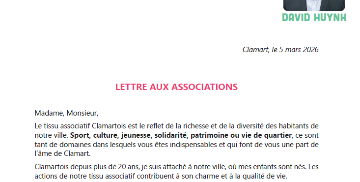 Lettre aux associations