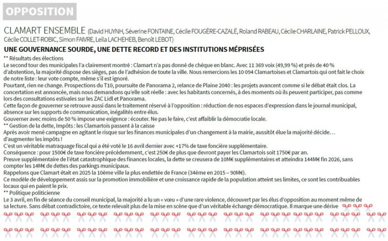 « Clamart Infos » La tribune de mai à laquelle vous avez (presque) échappé